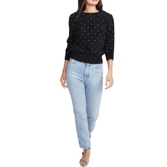 BA&SH Amby Sweater Rhinestones Angora Jumper Black Noir Pull US 4 Small NWT - Picture 11 of 11